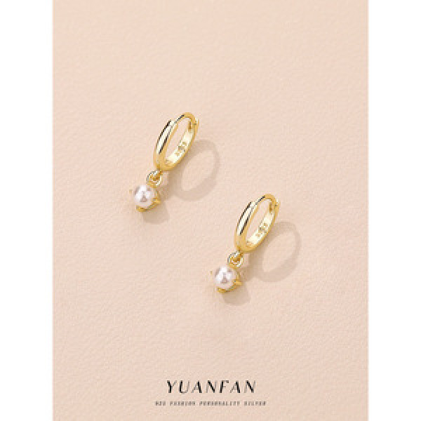 A43639 s925 sterling silver bead unique fashion hoop simple dainty earrings