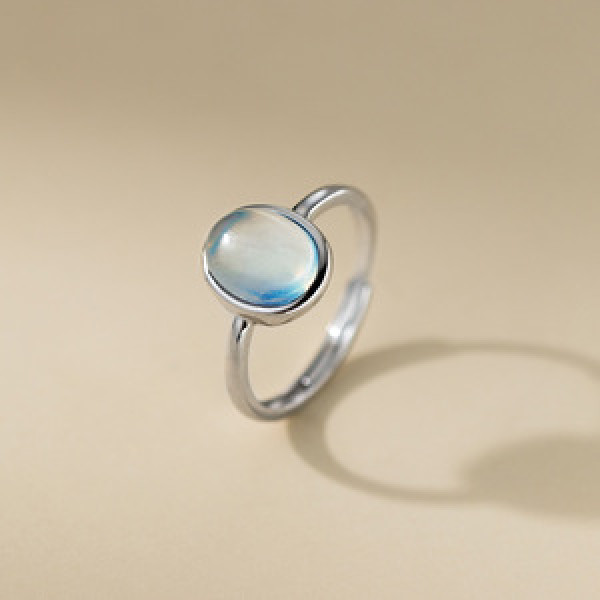A44187 s925 sterling silver simple fashion trendy oval ring