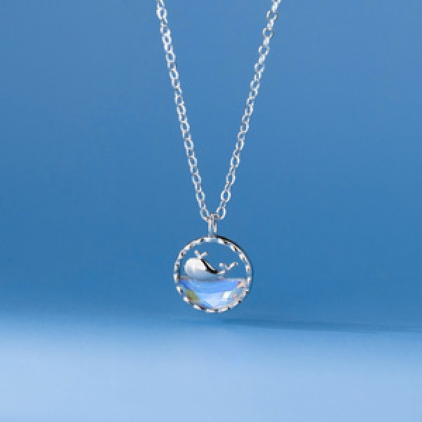A44247 s925 sterling silver rhinestone sweet necklace
