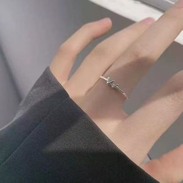 A46175 s925 silver letter elegant rhinestone initial ring