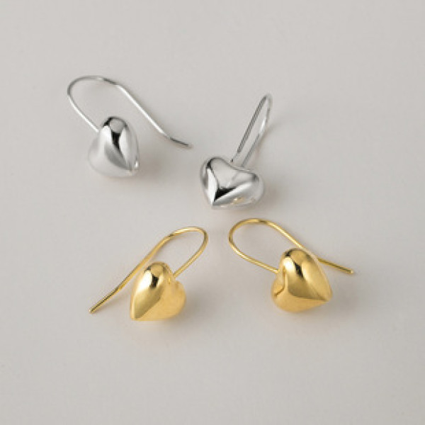 A41916 s925 silver geometric sweet cute heart dangle earrings