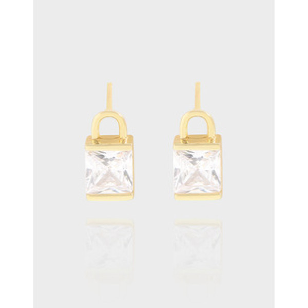 A39884 design square cubic zirconia stud sterling silver s925 earrings