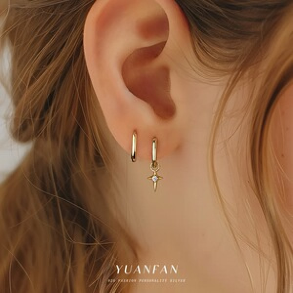 A44455 s925 sterling silver fashion elegant stars stud earrings