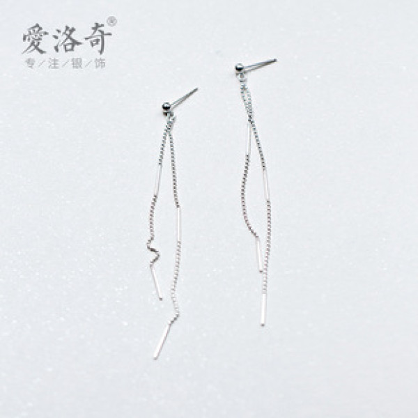 A38315 s925 sterling silver simple fringe string trendy elegant earrings