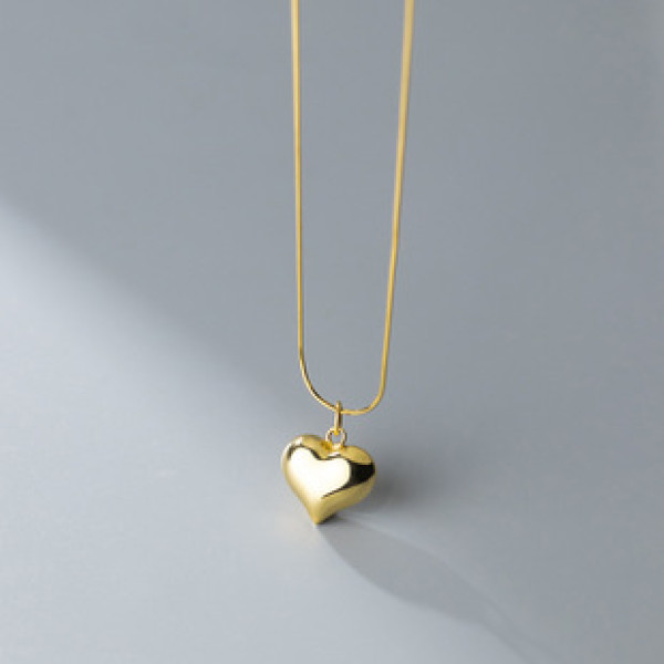 A42894 s925 sterling silver simple heart heartshape pendant necklace
