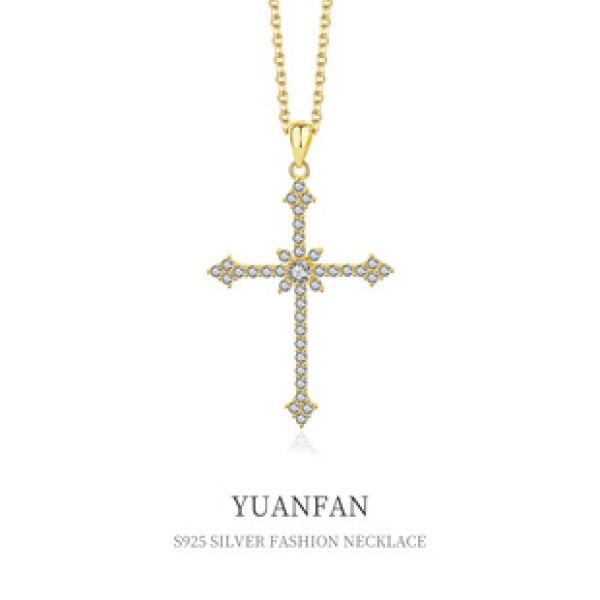 A38579 sterling silver unique cubic zirconia necklace