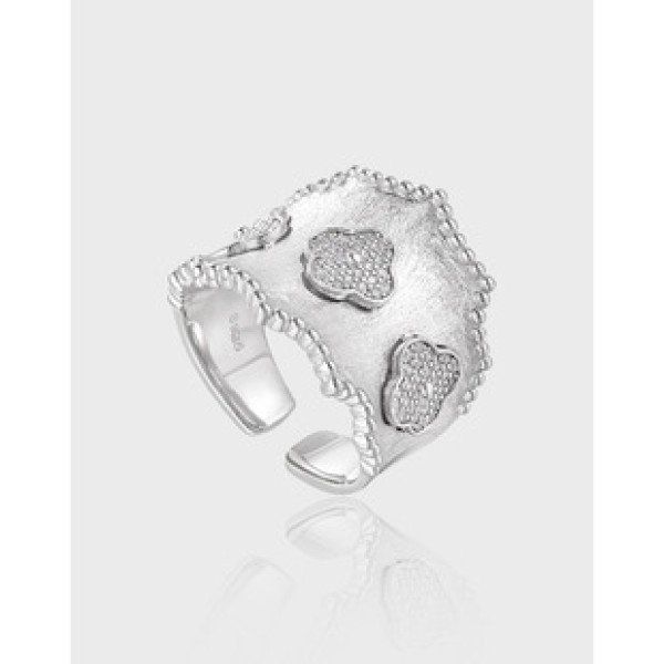 A40285 bead wide design sparkling rhinestone s925 sterling silver ring