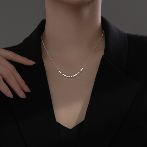 A37285 s925 sterling silver square necklace