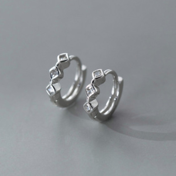 A38329 s925 sterling silver rhombic rhinestone simple earrings