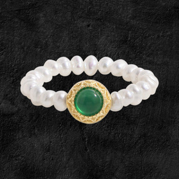 A45072 natural pearl agate sterling silver s925 ring