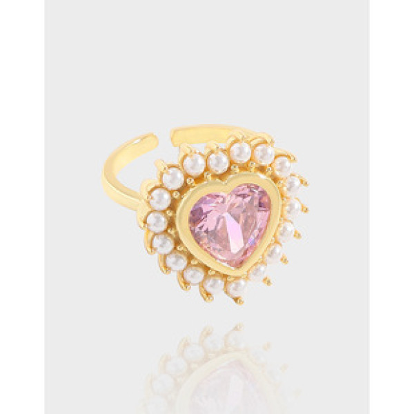 A38686 design heart cubic zirconia pearl sterling silver s925 quality ring