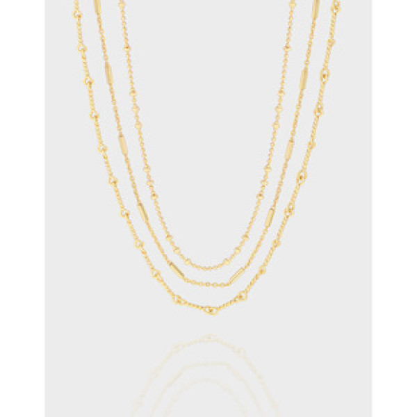 A39862 design gold bead bar spiral sterling silver s925 necklace