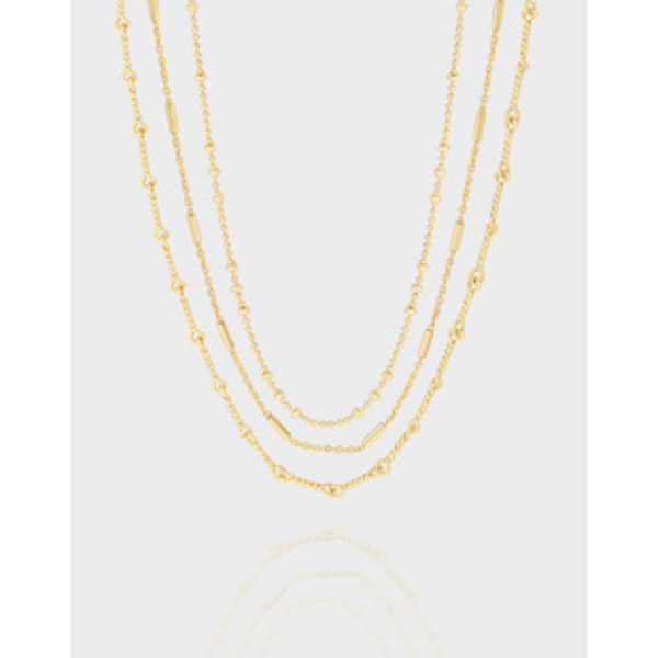 A39862 design gold bead bar spiral sterling silver s925 necklace