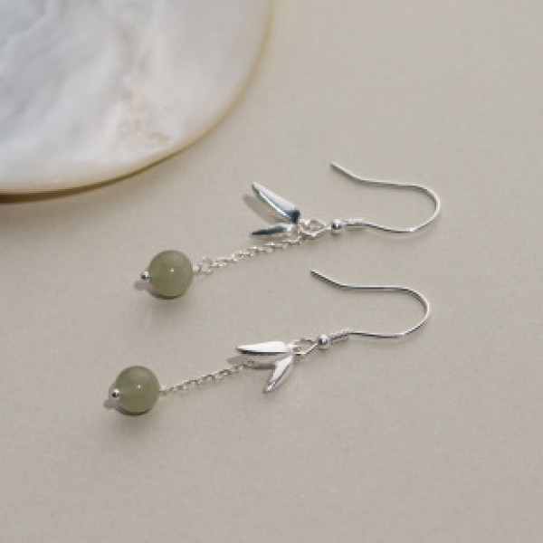 A41058 s925 sterling silver natural elegant long earrings