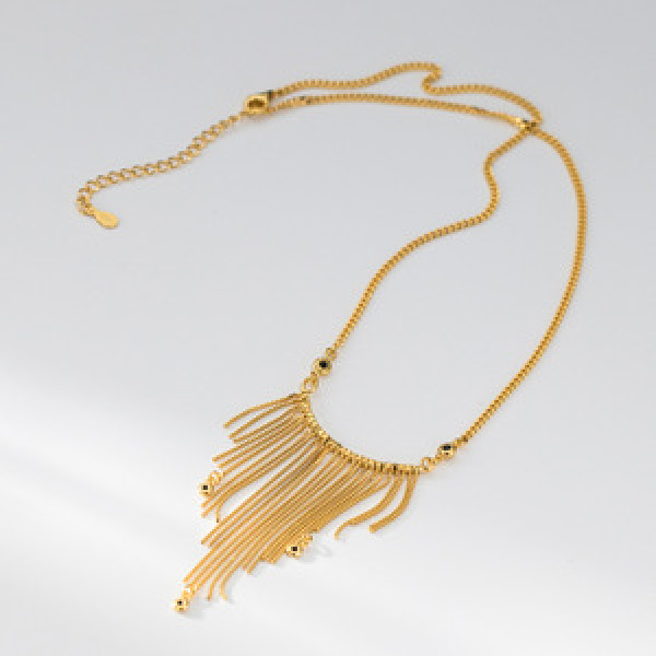 A45566 s925 silver trendy sweet dainty black rhinestone fringe necklace