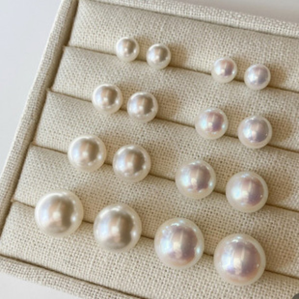 A42743 sterling silver glass pearl earrings