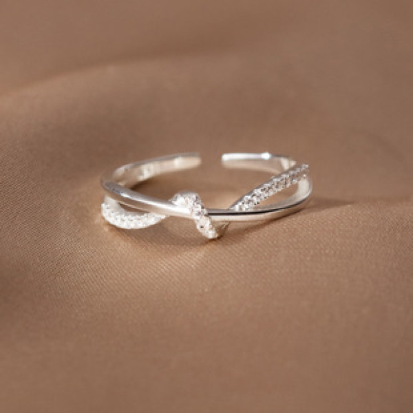 A38912 s925 sterling silver rhinestone braided ring