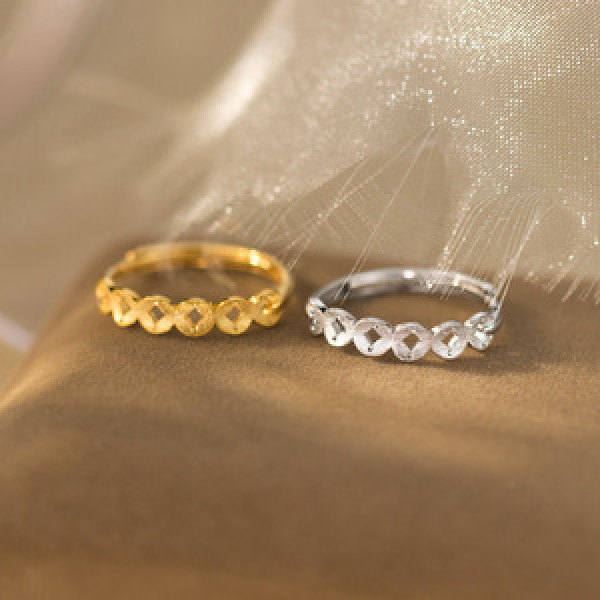 A45187 s925 sterling silver trendy sweet hollowed copper ring
