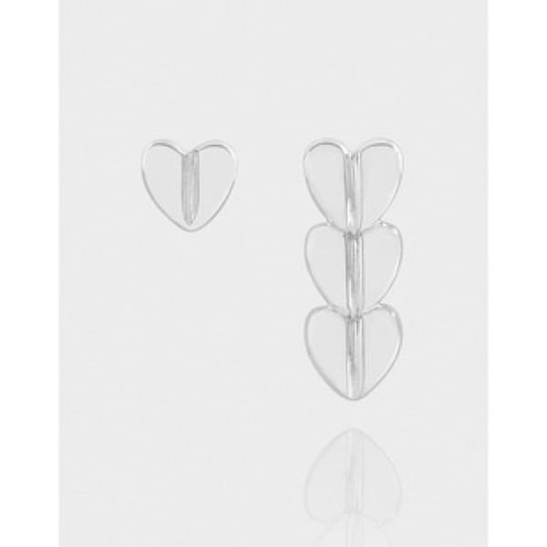 A42797 design heart stud sterling silver s925 heartshape earrings