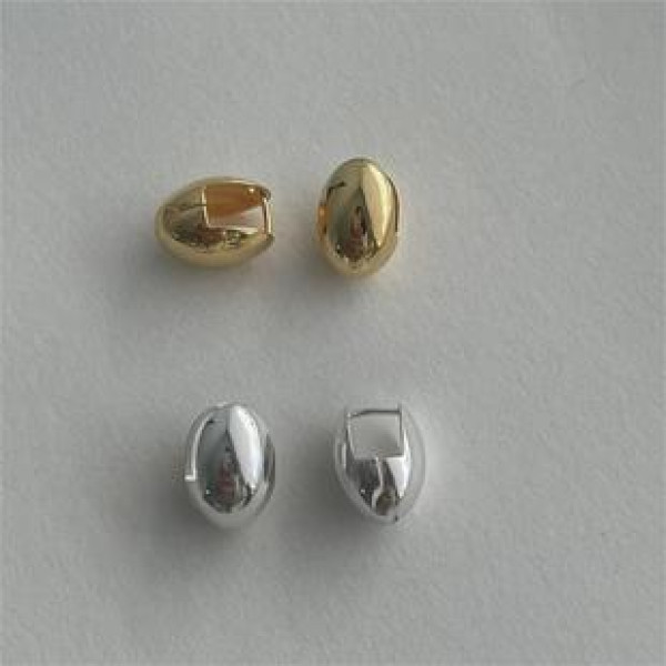 A40433 sterling silver oval simple elegant earrings