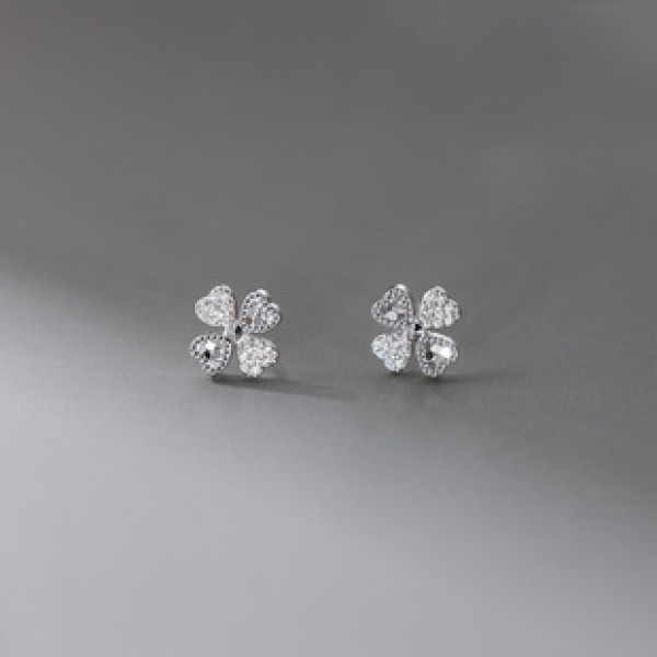 A43370 s925 sterling silver heart rhinestone stud fashion sweet earrings