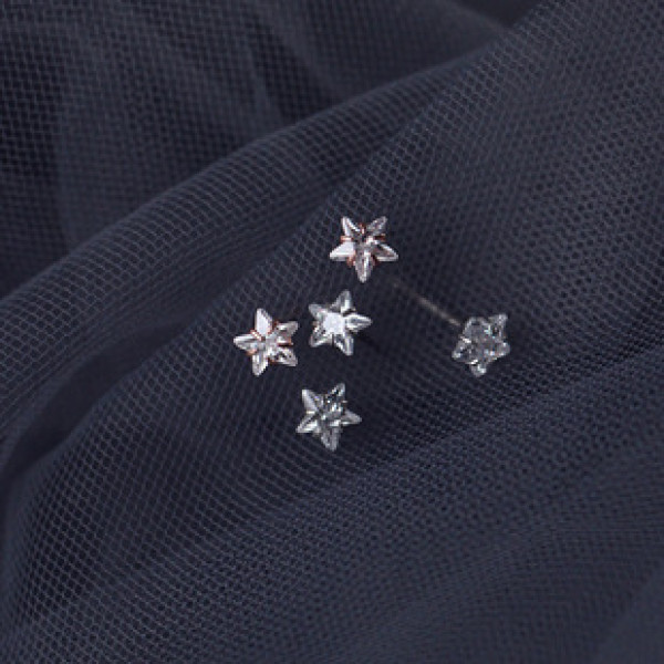 A41511 s925 silver trendy rhinestone stars stud earrings unique stud earrings