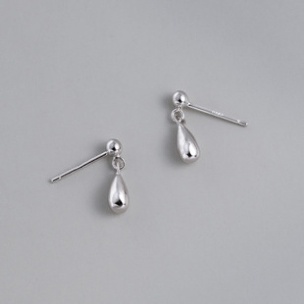 A43198 s925 silver simple teardrop stud cute short sweet earrings