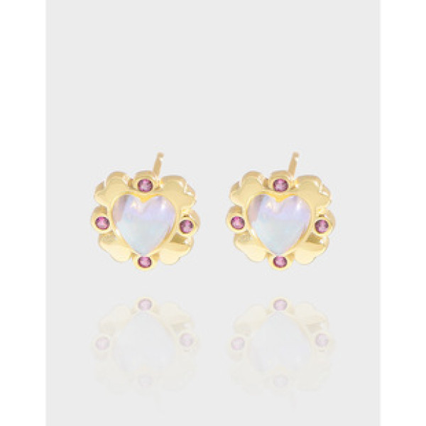 A37754 design cubic zirconia heart stud sterling silver s925 quality earrings