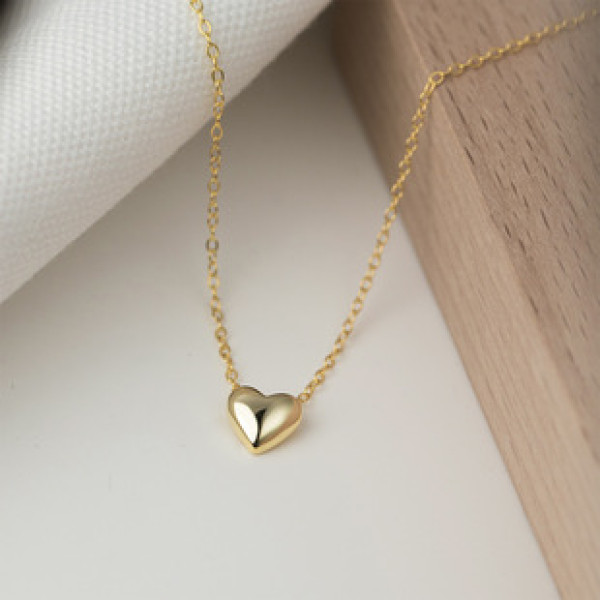 A39124 s925 sterling silver heart simple sweet heartshape necklace
