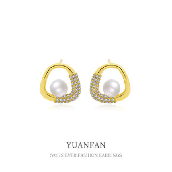 A38779 sterling silver elegant stud fashion geometric cubic zirconia earrings