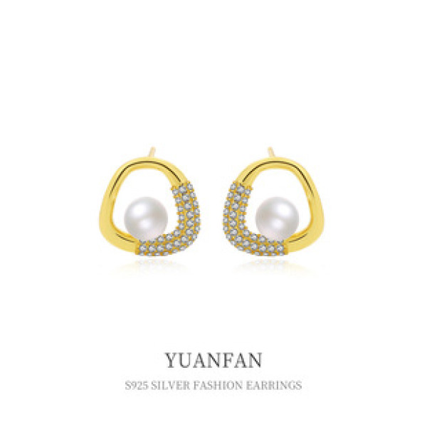 A38779 sterling silver elegant stud fashion geometric cubic zirconia earrings