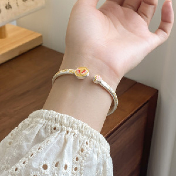 A45942 silver trendy sweet unique gold butterfly bangle bracelet