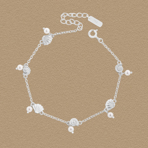 A45079 pearl shell charm sterling silver s925 bracelet
