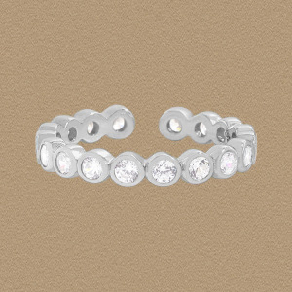 A46216 simple cubic zirconia adjustable s925 sterling silver ring