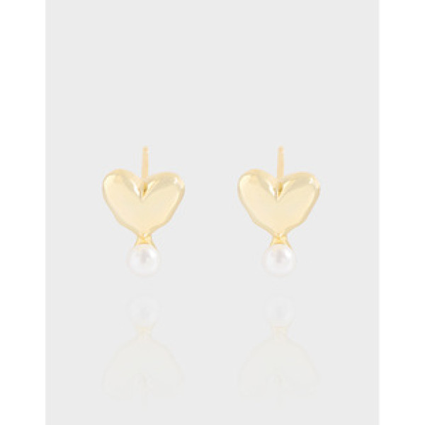 A39864 design heart pearl stud sterling silver s925 earrings