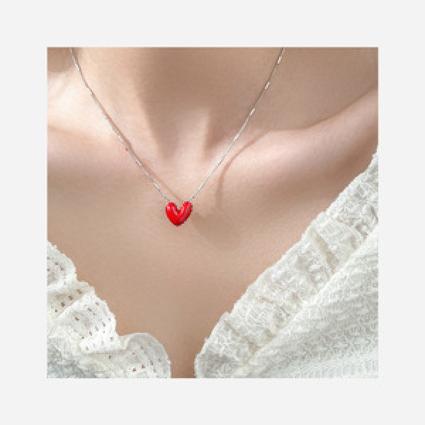 A45885 s925 silver trendy sweet dainty heart necklace