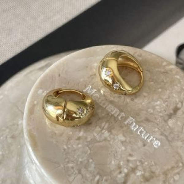 A39918 sterling silver cubic zirconia simple fashion elegant earrings