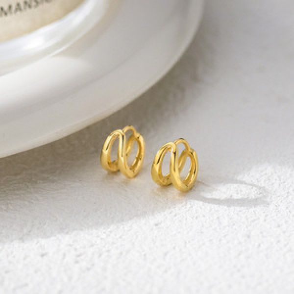 A44989 s925 sterling silver sweet dainty geometric double layered stud earrings