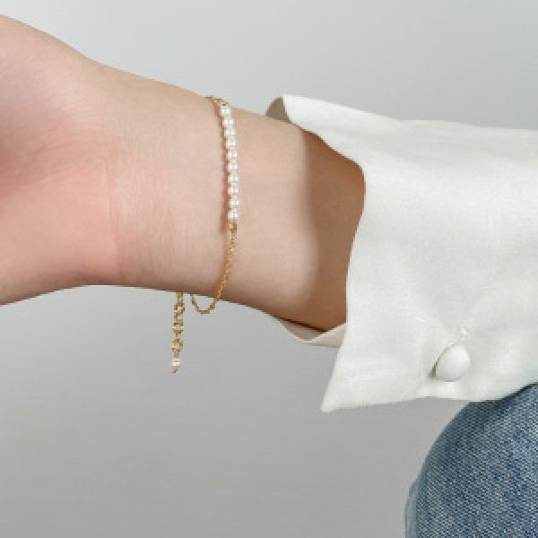 A46290 s925 silver simple sequin charm bracelet