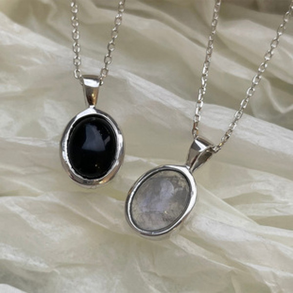 A32872 925 sterling silver opal chain necklace