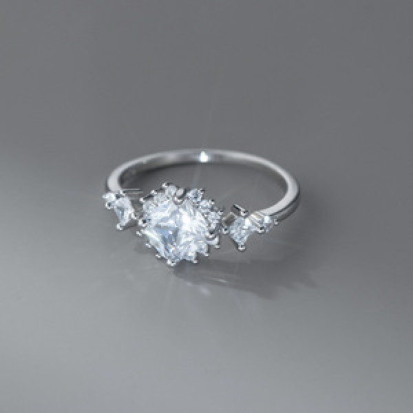 A46096 s925 sterling silver snowflake rhinestone dainty ring