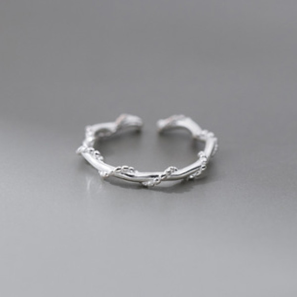 A43309 s925 silver weave bar unique elegant ring