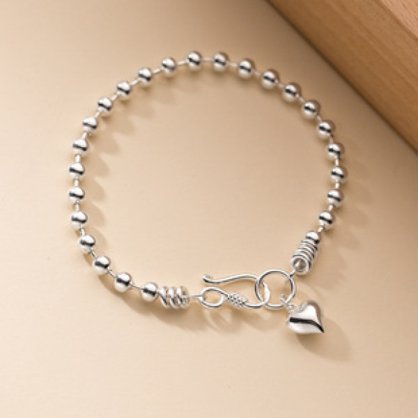 A38119 s925 sterling silver heart charm design elegant bracelet