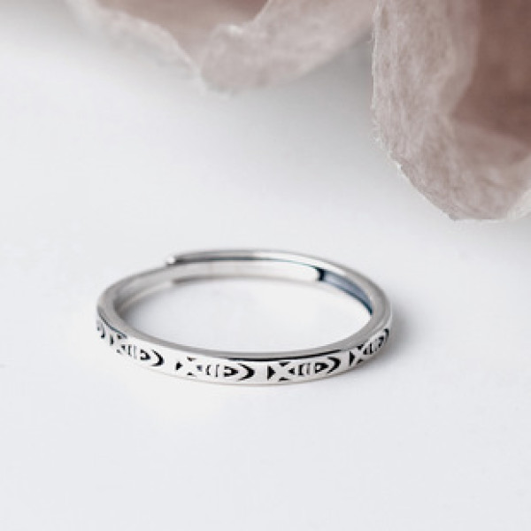 A41895 s925 sterling silver adjustable elegant vintage thai simple ring
