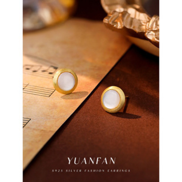 A40258 sterling silver vintage white stud elegant fashion earrings