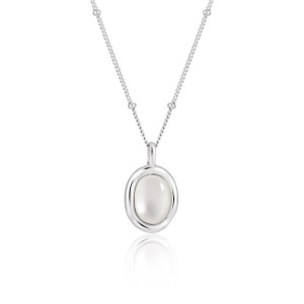 A44702 natural white shell s925 sterling silver elegant necklace