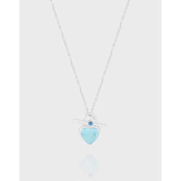 A40069 design blue heart sterling silver s925 necklace