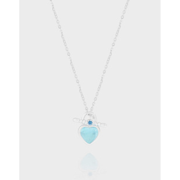 A40069 design blue heart sterling silver s925 necklace