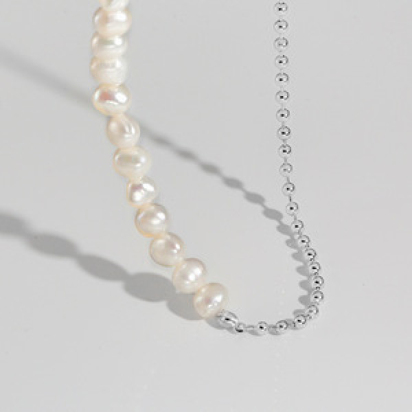 A43539 s925 silver elegant simple trendy pearl sweet necklace