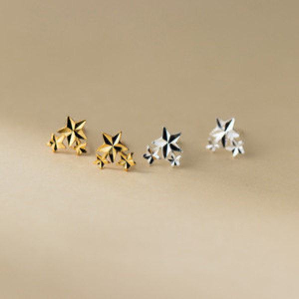 A44403 s925 sterling silver sweet cute stars stud earrings